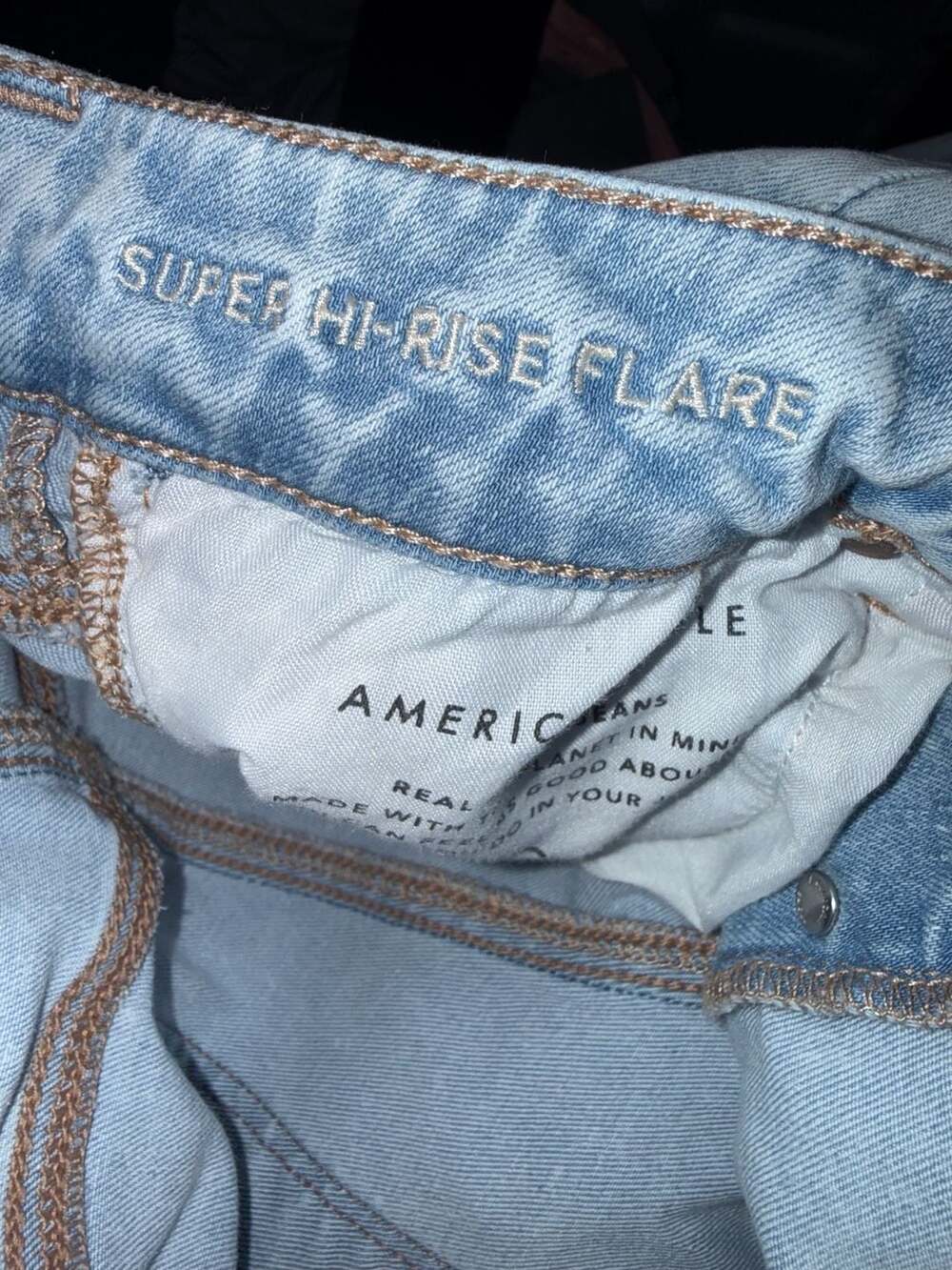 American Eagle Super Hi-Rise Flare Next Level Stretch Button Fly Jeans - Picture 4 of 5